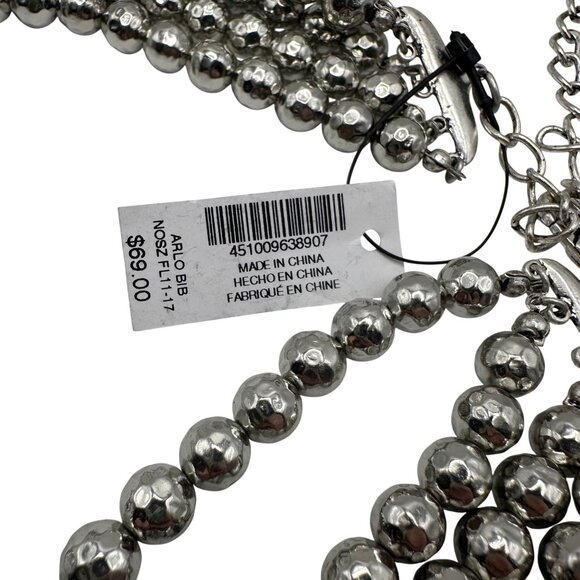 Chico's Necklace NWT Jewlery Statement 21" Adjustable Silver Tone Layered Beads - Picture 5 of 8